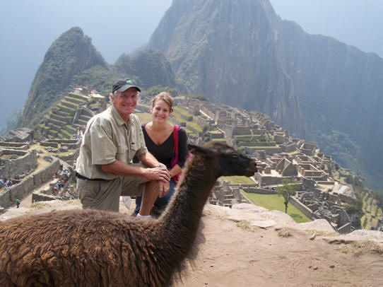 Lee Pantas Author of The Ultimate Guide To Asheville & The Western North Carolina Mountains with his daughter Susanna in Peru on Machu Picchu