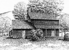 Vance Birthplace, pen & ink drawing by Lee James Pantas