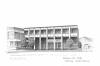 Asheville Civic Center, pen & ink drawing by Lee James Pantas