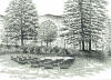 Prayer Garden at Christmount, pen & ink drawing by Lee James Pantas