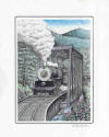Baldwin 1702 Locomotive, Great Smoky Mountains Railroad, pen & ink drawing by Lee James Pantas
